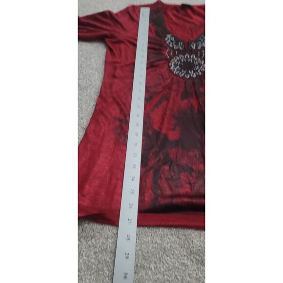 Womens Covington Size Large 3/4 Sleave Red Tye Dye Embelished BOHO Y2K - Picture 7 of 11